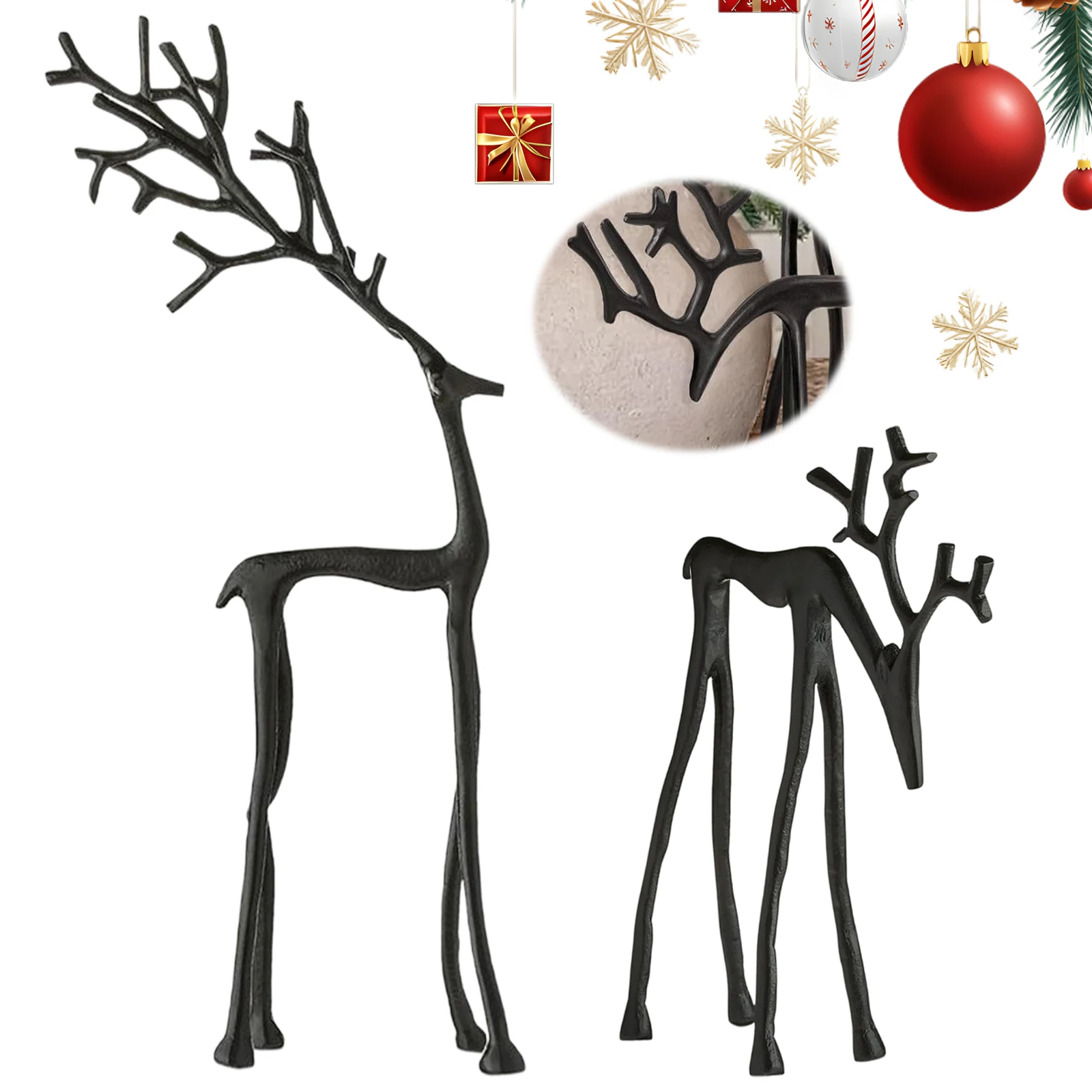 تماثيل الرنة السوداء التماثيل الحديثة عيد الميلاد عيد الميلاد الرنة النحت لغرفة المعيشة غرفة نوم مكتب ديكور المنزل