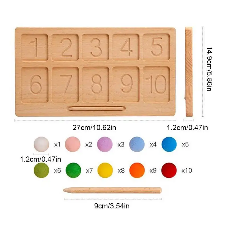 Wood Tracing Board Wooden Number Practicing Board Educational Toy Bead Game Home School Supplies Letter Tracing Board For