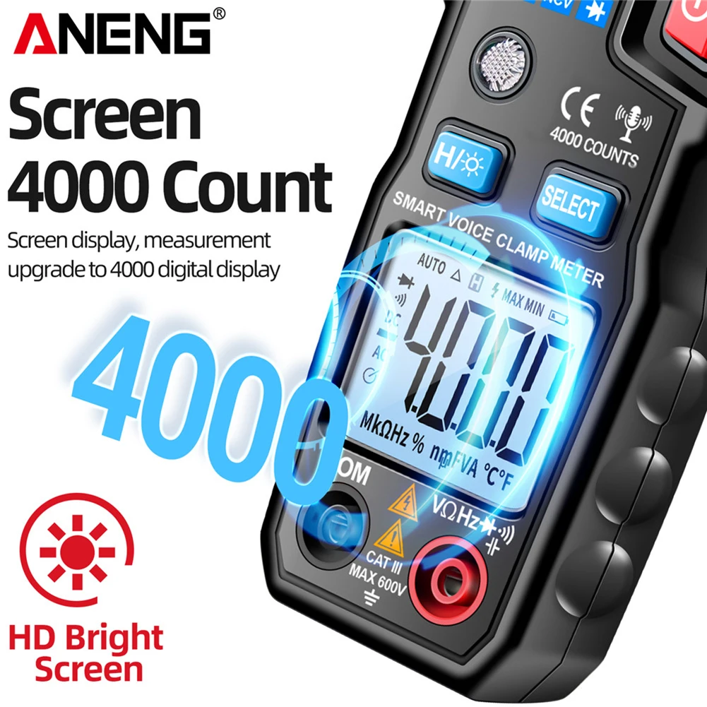 ANENG AT619 Clamp Meter Digital Multimeter Broadcast 4000 Counts DC/AC Current Ammeter Clamp Tester Electrician Detector Tools