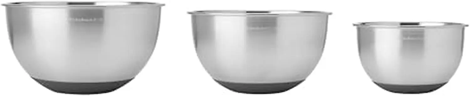 

Premium Stainless Steel Mixing Bowls Set of 3, Durable & Non-Slip for Easy Kitchen Prep