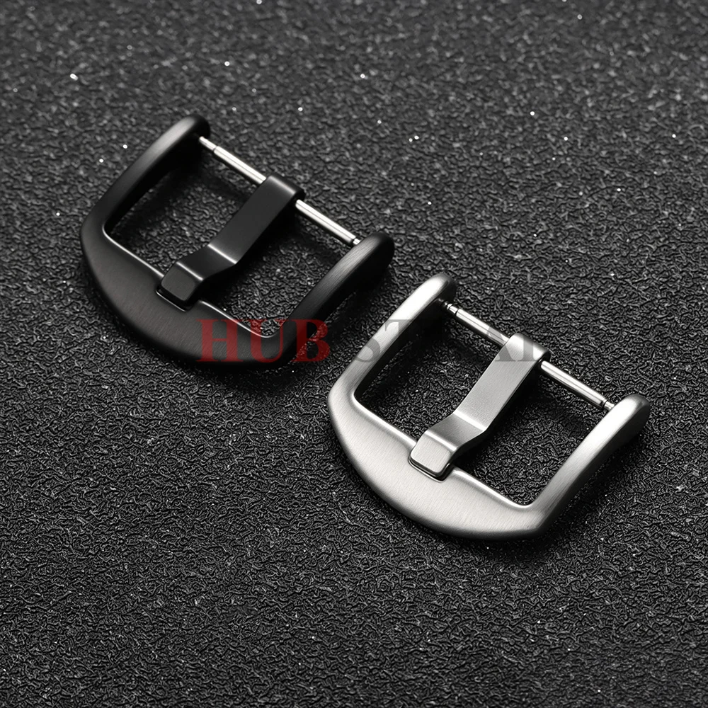 New 16/18/20/22/24mm Brushed 304 Stainless Steel Watch Buckles Silver Black Metal Pin Clasp Leather Rubber Watchband Accessories