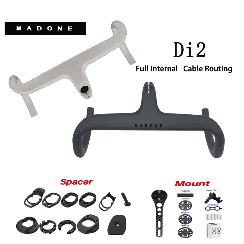 DI2 Aero Carbon Integrierter Lenker für Rennräder, verdeckte Montage, 380/400/420/440mm, 28,6mm Rennradlenker mit Distanzstück