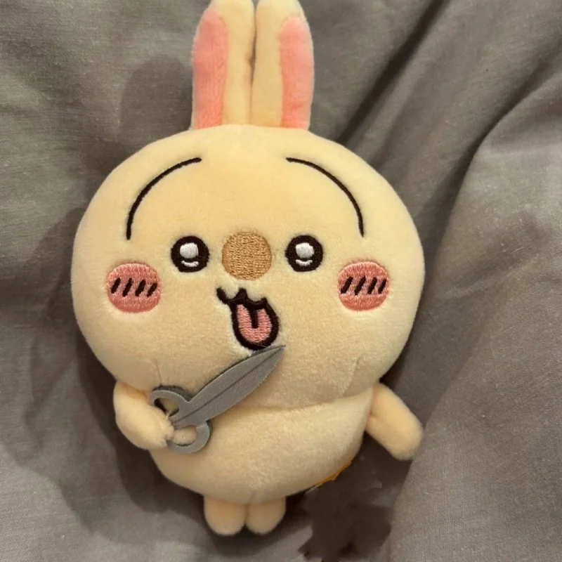 Niedlicher Chiikawa Usagi Anime Schlüsselanhänger Kawaii Cartoon Schere Hase Plüschtier Anhänger Lustiger Taschenanhänger für Teenager Mädchen