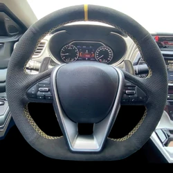 Car Steering Wheel Braid Cover Auto Interior Accessories Non-Slip Hand Sewing Suede Leather For Nissan Lannia 2015 Maxima 2016