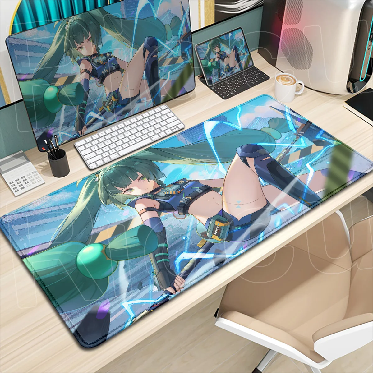 Z-zenless Zone Zero ZZZ Qingyi Kawaii Desktop-Teppich XXL E-Sport Gamer Gummi HD-Druck Mauspad Großes Büro-Schrank-Mauspad – Detail 7