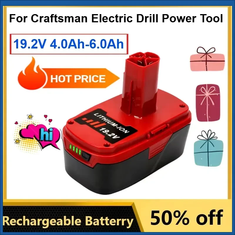 19.2V 4.0Ah-6.0Ah Rechargeable Lithium Battery Pack for Craftsman Electric Drill Power Tool Batteries Accessories