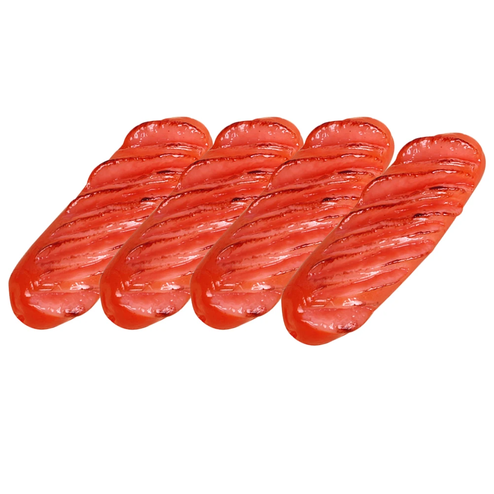 

4pcs Simulated Hot Dog Sausage Decor Realistic Fake Roasted Food Model Party Display Prop Travel Friendly Photo Styling Teaching