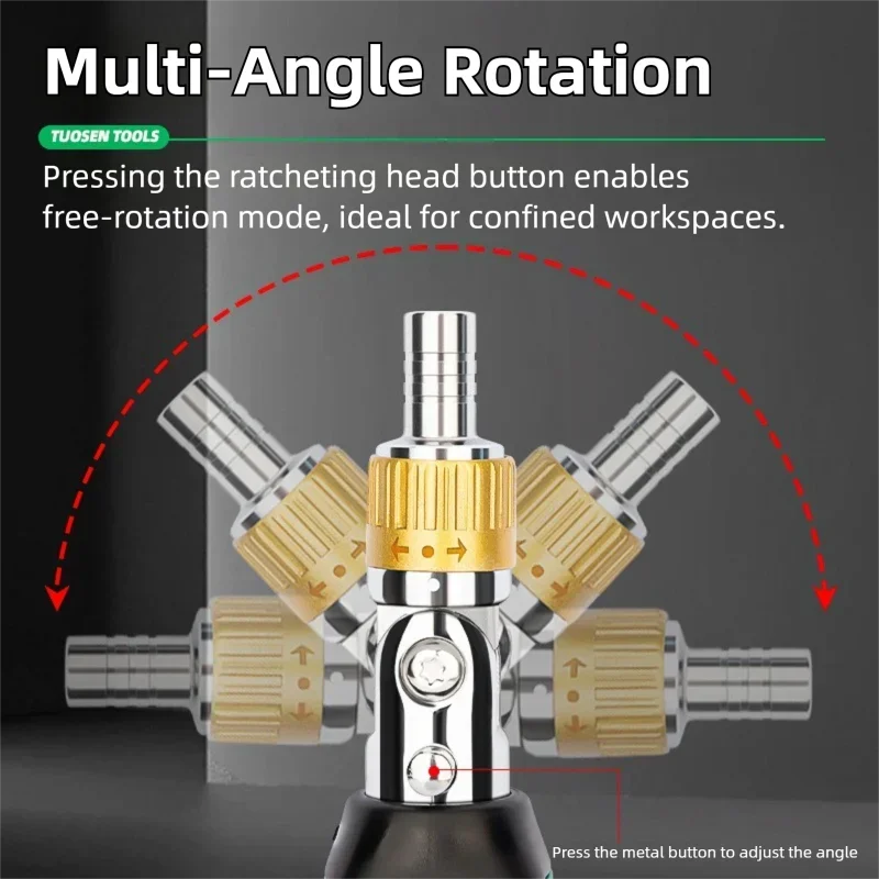 2025 TUOSEN 14-in-1 Special Shape Ratchet Screwdriver Set with Multi-Function Bits & Sockets