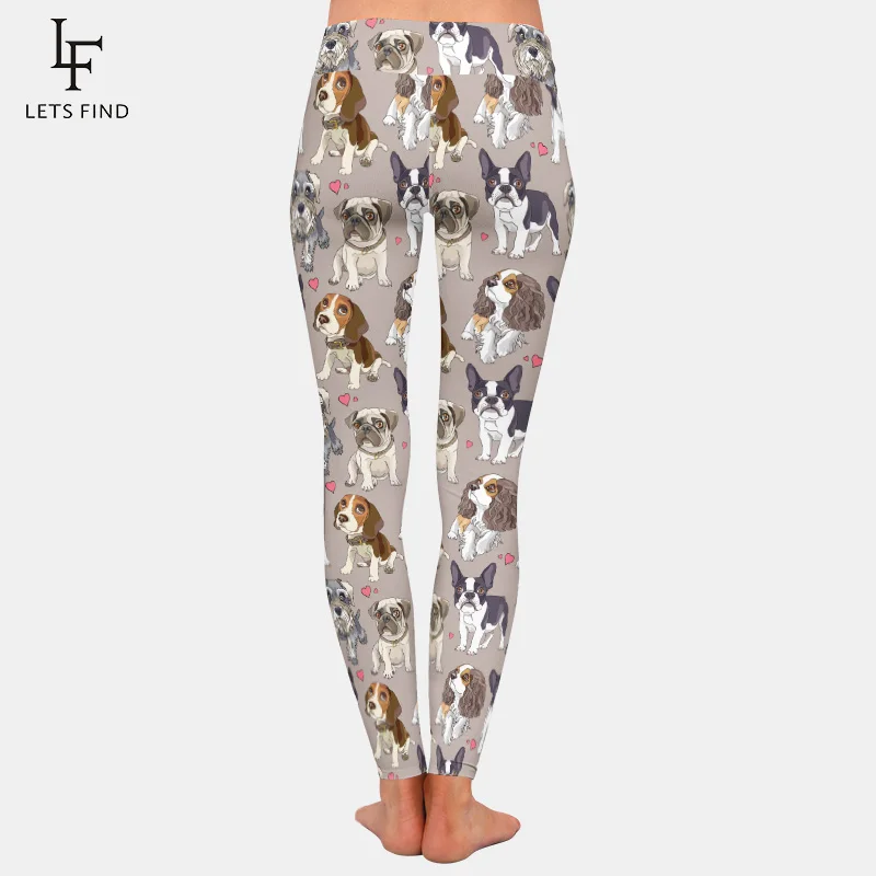 New Fashion Animal Cute Dog Gray Women High Waist Legging High Quality Milk Silk Printed  Leggings