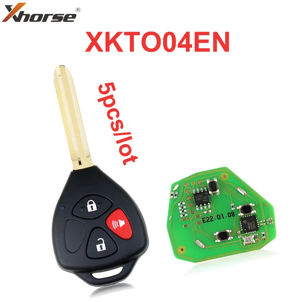 5pcs/lot Xhorse XKTO04EN Wire Universal Remote Key For Toyota Style 3 Buttons