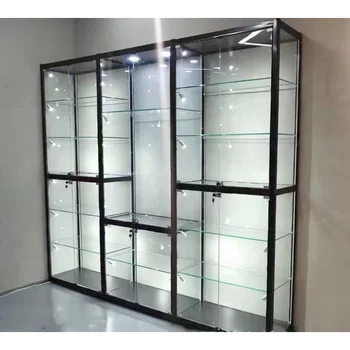 Vitrine De Exposição De Madeira Personalizada Com Trava De LED, Quadro De Alumínio, Exposição Da Loja, Pacote Liso, Acessórios