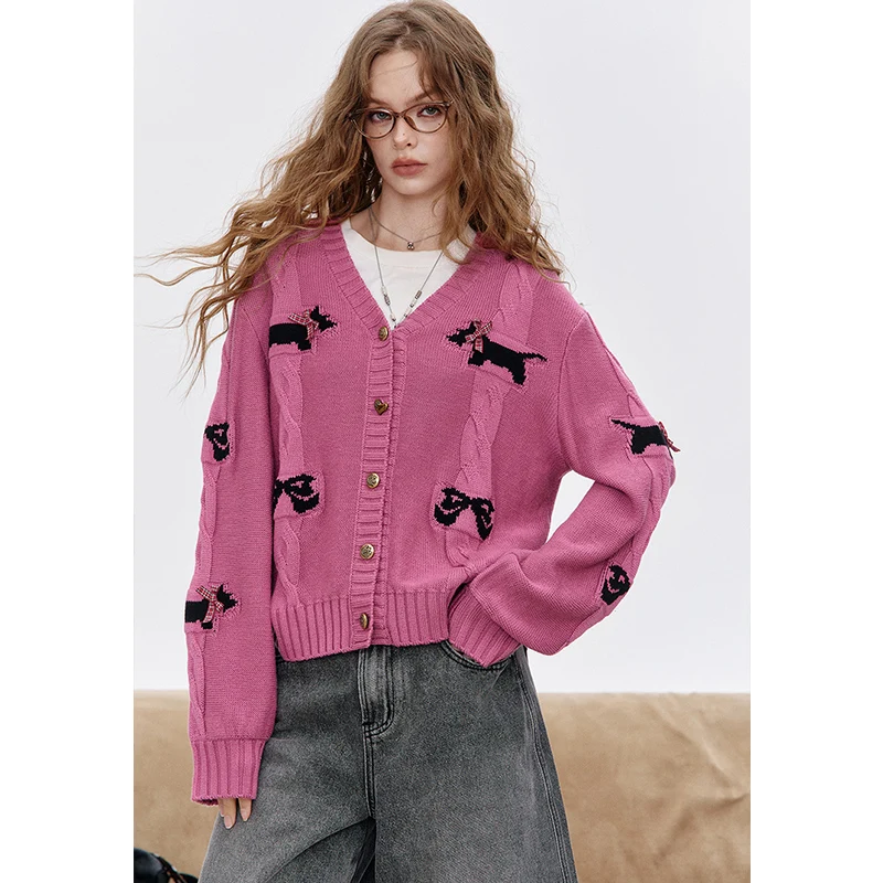 ELFSACK 2025 Cardigan maglione con decorazione 3D per cane carino nuovo arrivo autunno per donna