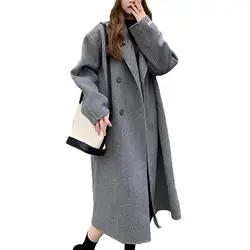 Classic Lapel Women Jacket with Double-breasted Style Stylish Women's Double-breasted Winter Coat with for Warmth for Autumn