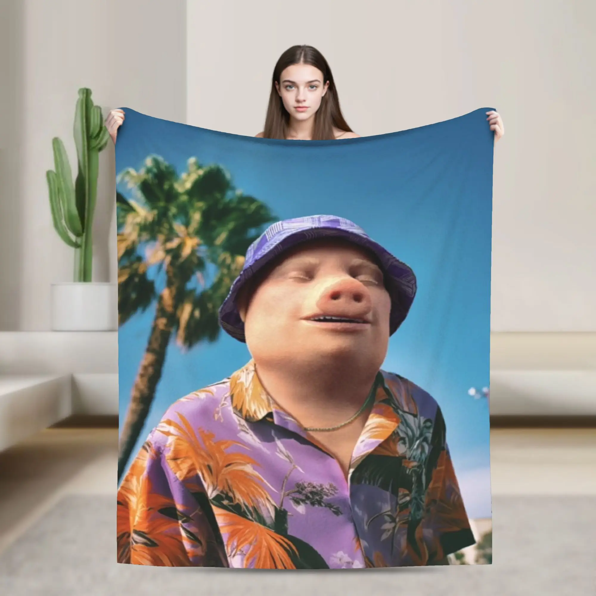 Comfortable John Pork is calling Blanket Accessories Sofa Decorative  Throw Blankets Warm Coral Fleece Plush for Couch