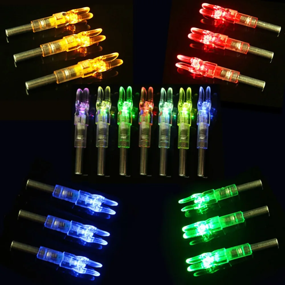 High Quality 3pcs Hunting Shooting Automatically Luminous Lighted Bow LED Glowing Arrow Nock Tail Fit 6.2mm Arrow Shaft