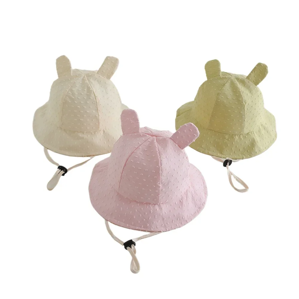 

New Panama Summer Baby Sun Hat for Boys Girls Solid Color Cute Ear Toddler Bucket Hats Baby Beach Sun Hat Kids UV Protection Cap