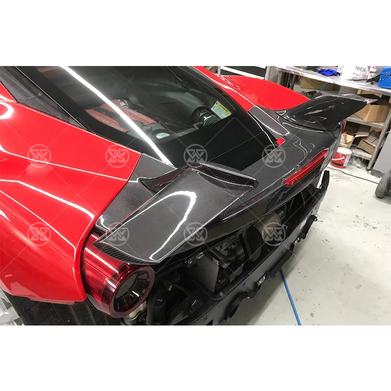 

For Ferrari 488 Mansory Style Carbon Fiber Tail Wing Rear Trunk Lid Spoiler Lip Guide Wing Splitter Diffuser Body Kit