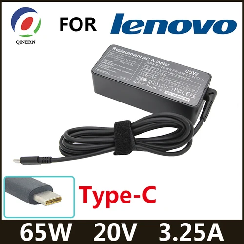 Cargador adaptador de corriente USB tipo C de 20V, 3,25a, 65W, para Lenovo Thinkpad X1, carbono, Yoga, X270, X280, T580, P51s, P52s, E480, E470, s2, portátil