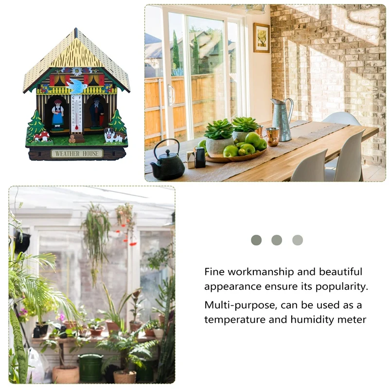 Sunny Rainy Box termómetro preciso para interiores, barómetro para el hogar, para la casa higrómetro, reloj colgante de plástico para mujer