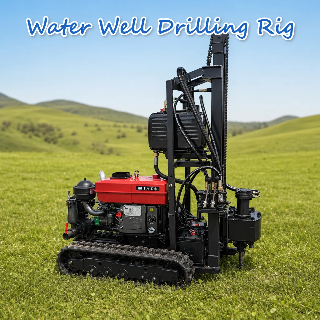 Customized Well Drilling Rig 22 to 35HP Diesel Engine Type Complete Hydraulic System Wheels Fitted Small Volume Strong Output