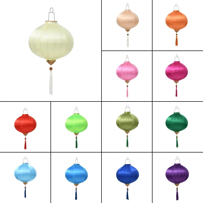 Ancient Style Vintage Satin Silk Lanterns With Tassel Outdoor Palace Lantern Restaurant Tea Room Mid Autumn Festival Party Decor