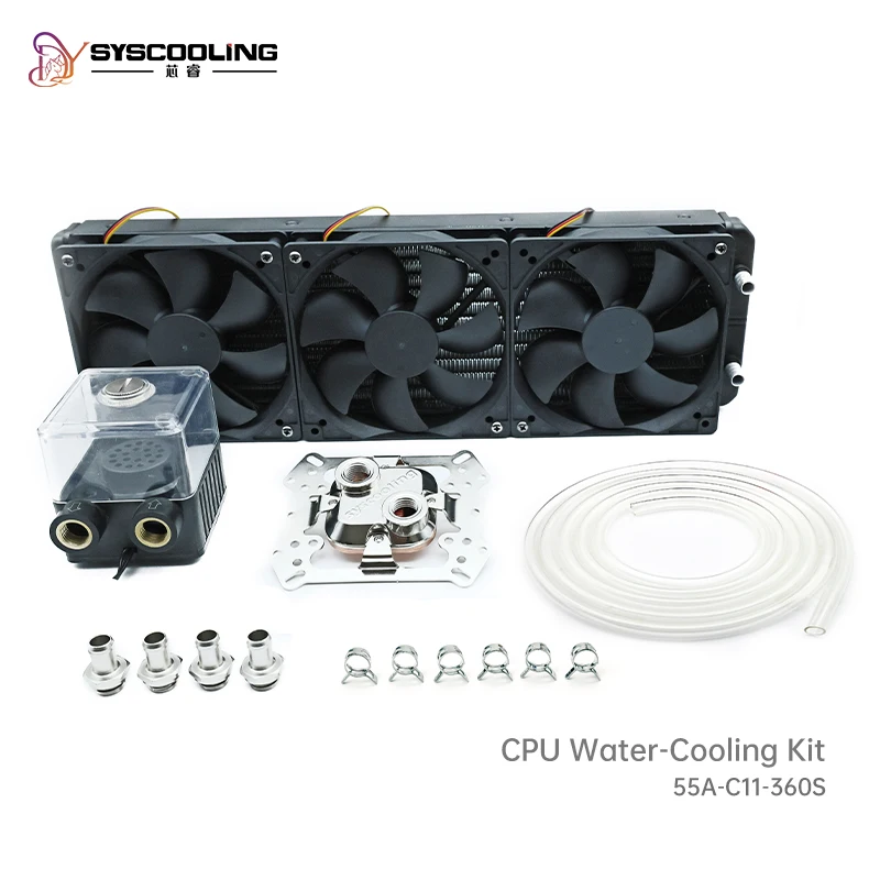 SYSCOOLING Liquid Cooling Kit 55A Water Pump C11 CPU Cooler 360mm Radiator Quiet Cooling System Server Desktop PC Heat Sink