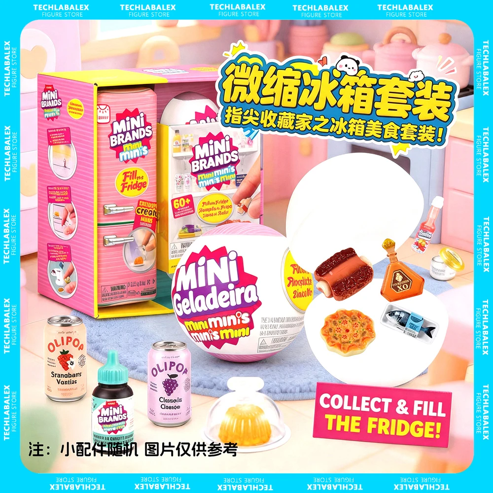 

In Stock Genuine Zuru Mini Brands Mini Fridge Set Original Packaging Blind Box Openable Fridge Door Anime Figure Mystery Toys