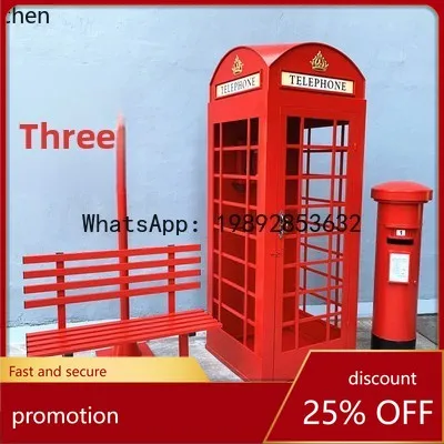 

YFY Retro Iron Art Mailbox Telephone Booth Road Sign Indicator Large Outdoor Shooting Prop Mall Decoration Floor Ornament