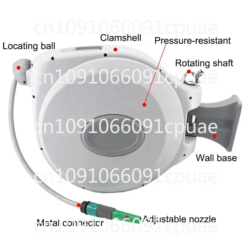 High Pressure Car Wash Portable Automatic Rewind Retractable Arbitrary Length Lock Wall Mounted Garden Air Hose Reel