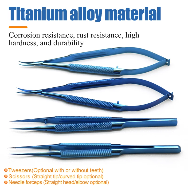 أدوات جراحة العيون المجهرية 4 قطعة/مجموعة من 14 سنتيمتر مقص إبرة حامل الملقط أدوات جراحية من الفولاذ المقاوم للصدأ #3