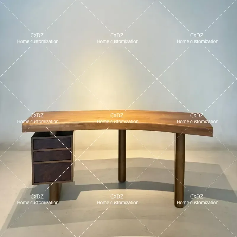 Medieval Solid Wood Special Shaped Desk French Retro Log Writing Desk Home Study High End Desk