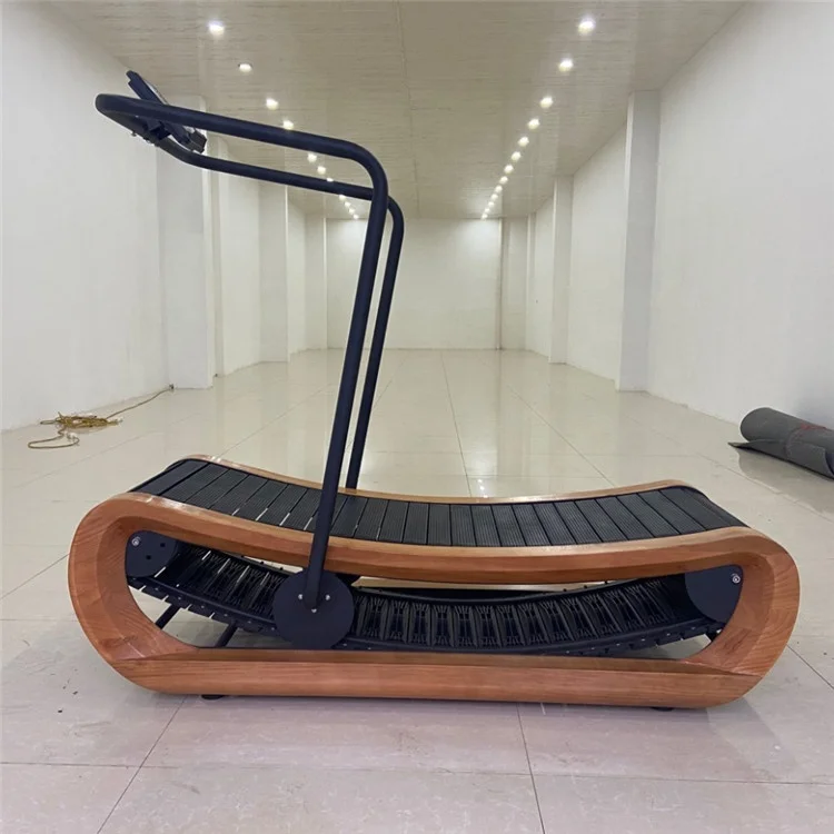 Electricity Ergonomic Manual Running Machine for Gyms & Fitness Centers Premium Wooden Curved Treadmill