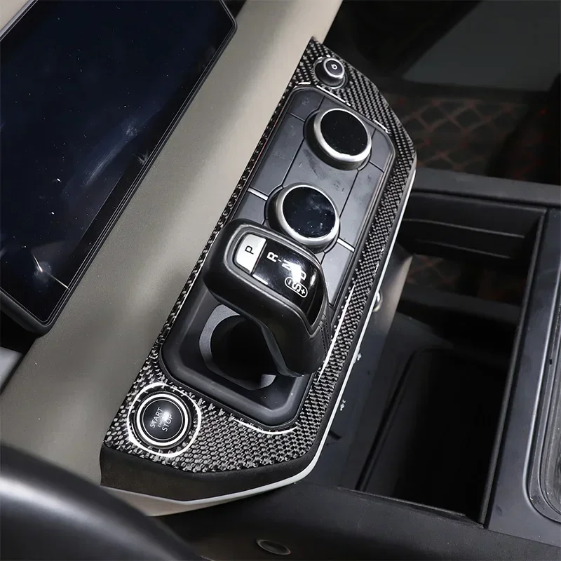 

For Land Rover Defender 90 110 130 2020-24 Soft Carbon Fiber Center Console Air Conditioning Cover Trim Stickers Car Accessories
