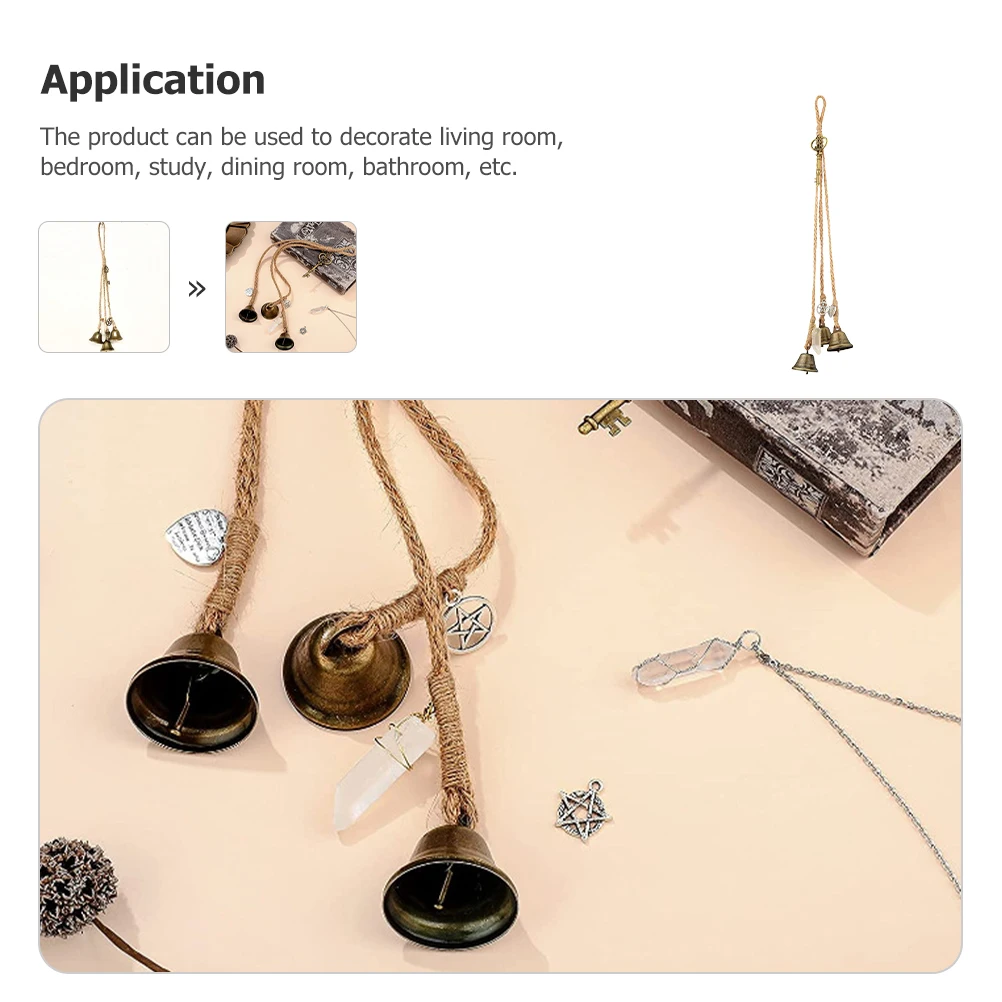 

Witch Wind Chime Vintage Decor Hanging Blessing Bell Pendant Delicate Door nament Cotton Linen Metal String of Bells Home Decor
