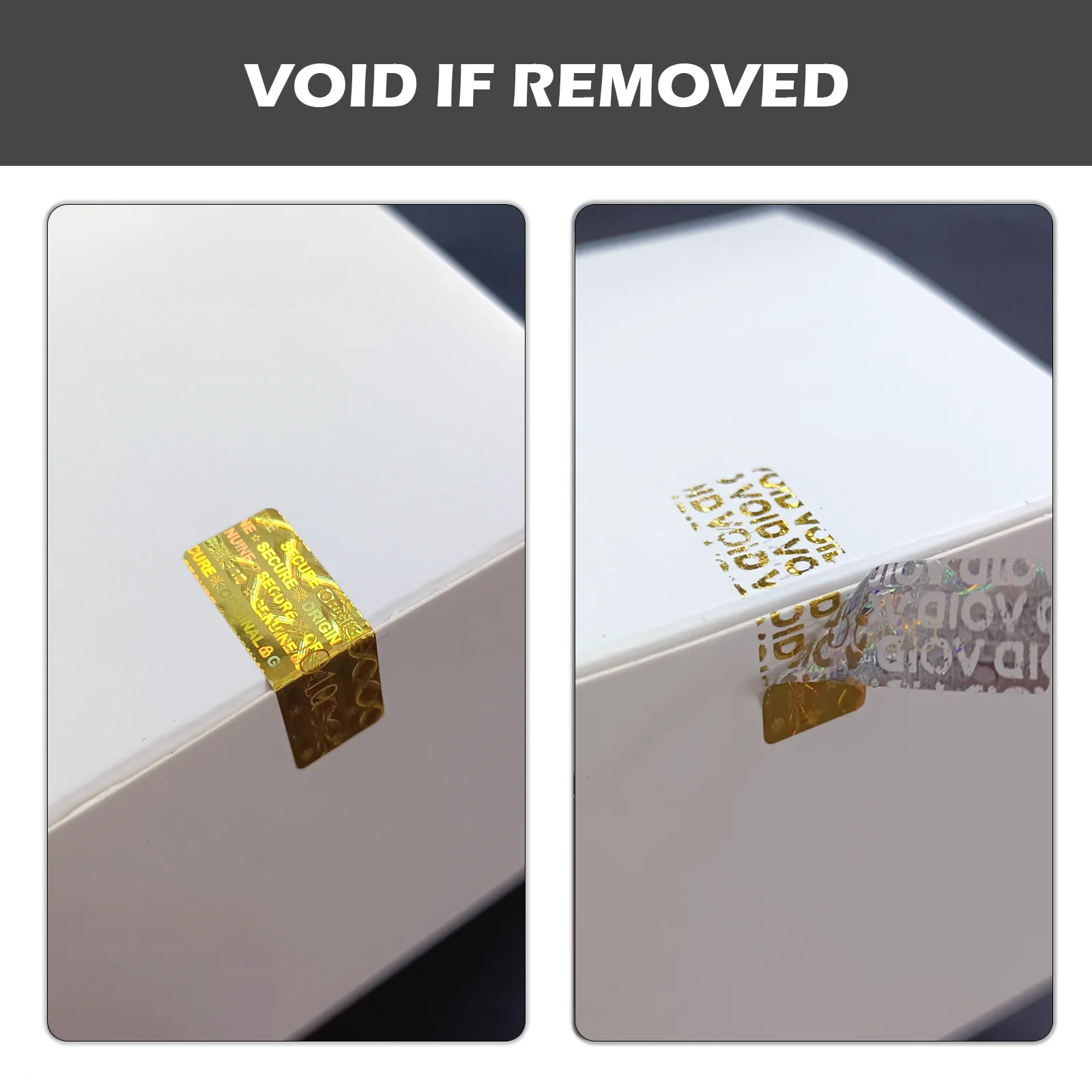 Gold Tamper Evident holographic Stickers Labels, High Security Void Warranty Seal, Hologram Stickers with number,3x1cm