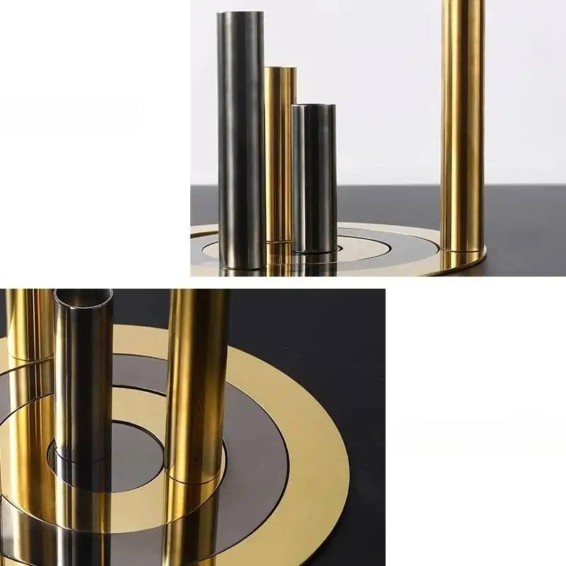 Metal Handicrafts Geometric Pipeline Stainless Steel Circular Spliced Target Metal Figurine Home Decoration Accessories