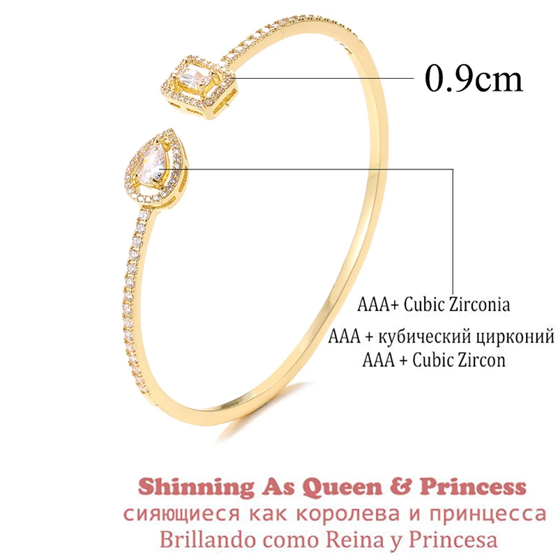 Luxury Women Wedding Party Adjustable Opening Bracelet Cubic Zirconi Bracelets Bangles Jewelry Gifts