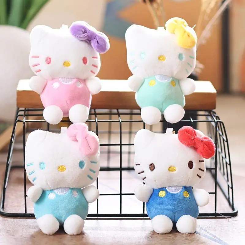 

1 Piece Kids Plush KT Cat Toy Keyring Hello Kitty Cute Stuffed Keychain Car School Bag Pendant Birthday Gift