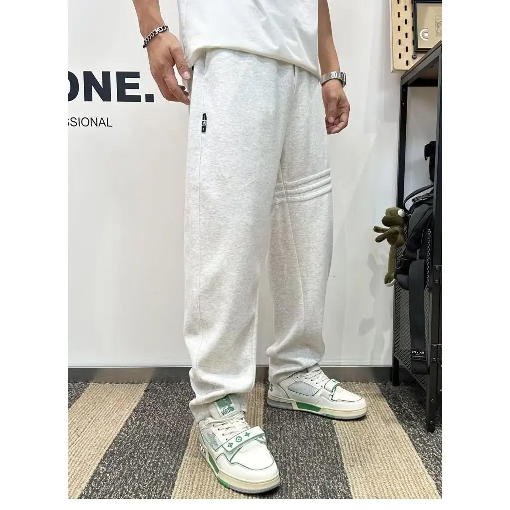 

American retro striped three-dimensional casual pants for men with drawstring and ankle binding loose sports pants for men