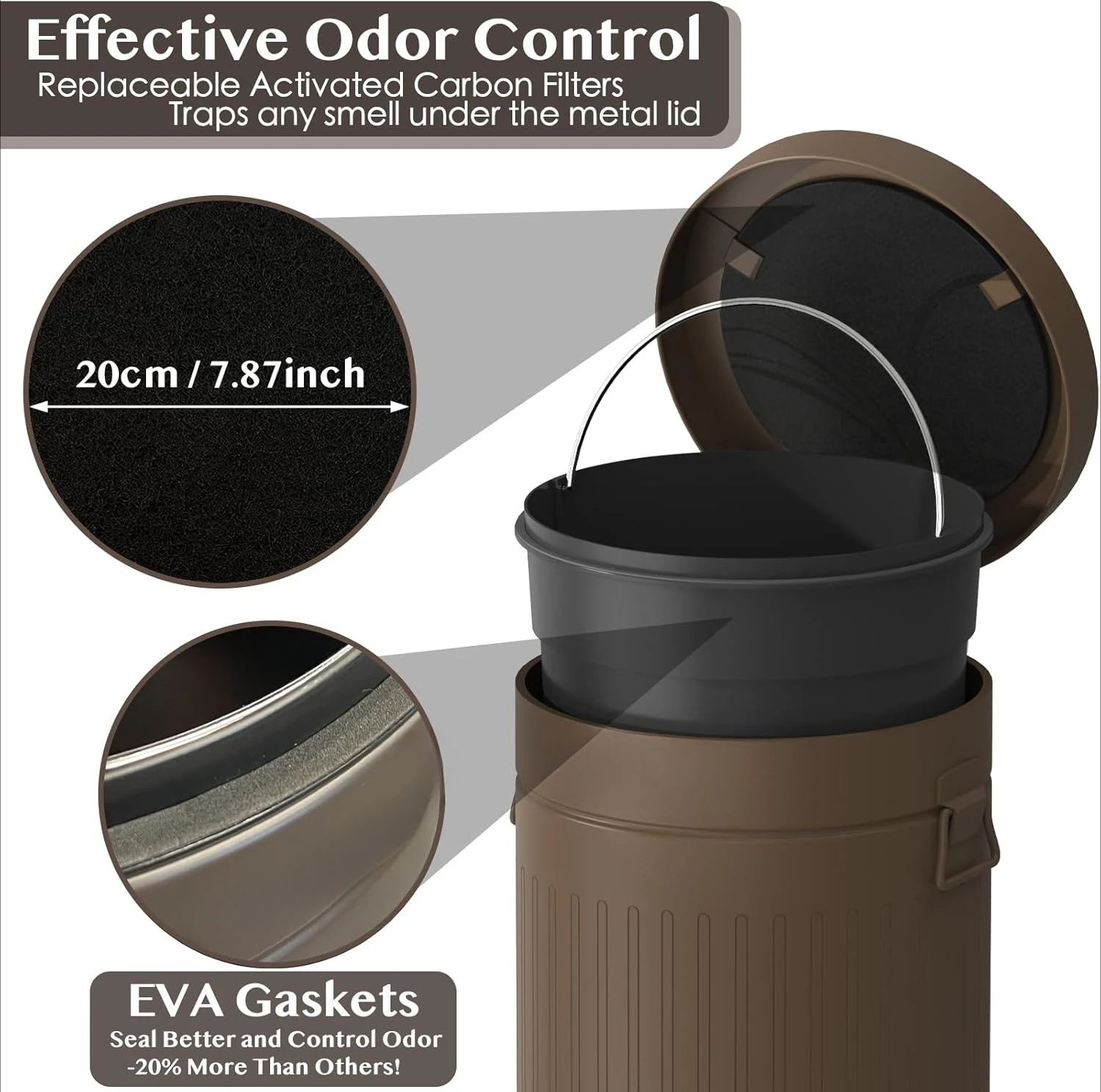 

Trash Can Outside Odor Control, 3.1Gallon Pet Waste Trash Can Outdoor Waterproof, Dog Poop Container Bin Outdoor Garbage Can