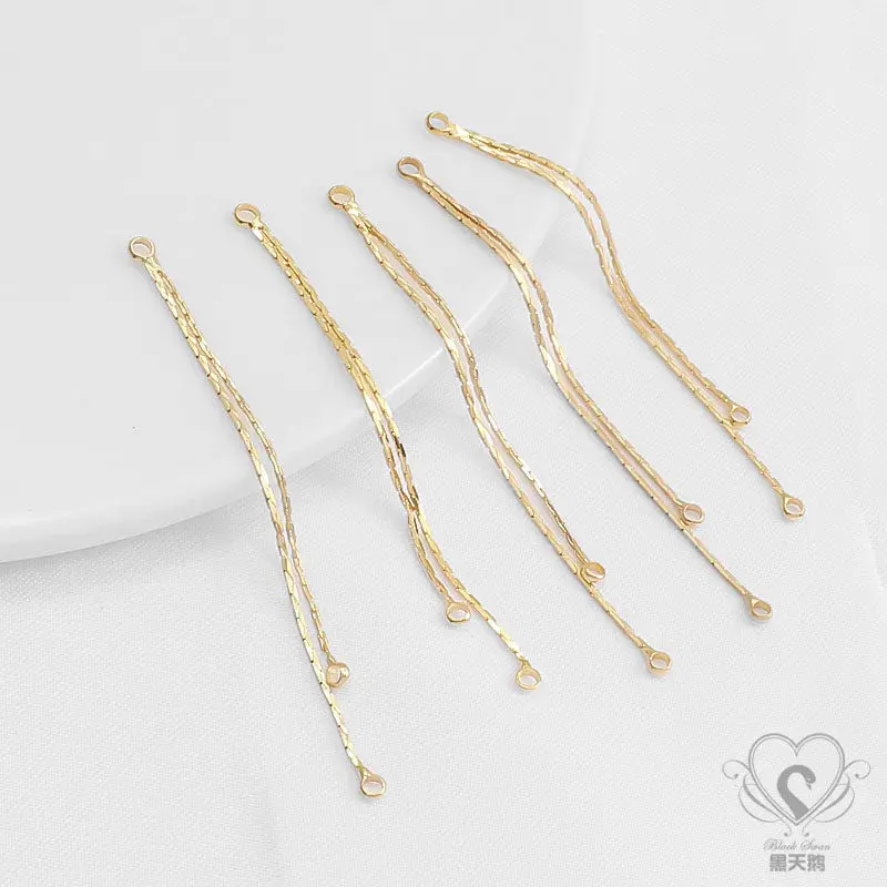 14K Copper Gold-Plated Zircon Bead Chain With Loop DIY Jewelry Supplies For Ear Thread & Tassel Earrings