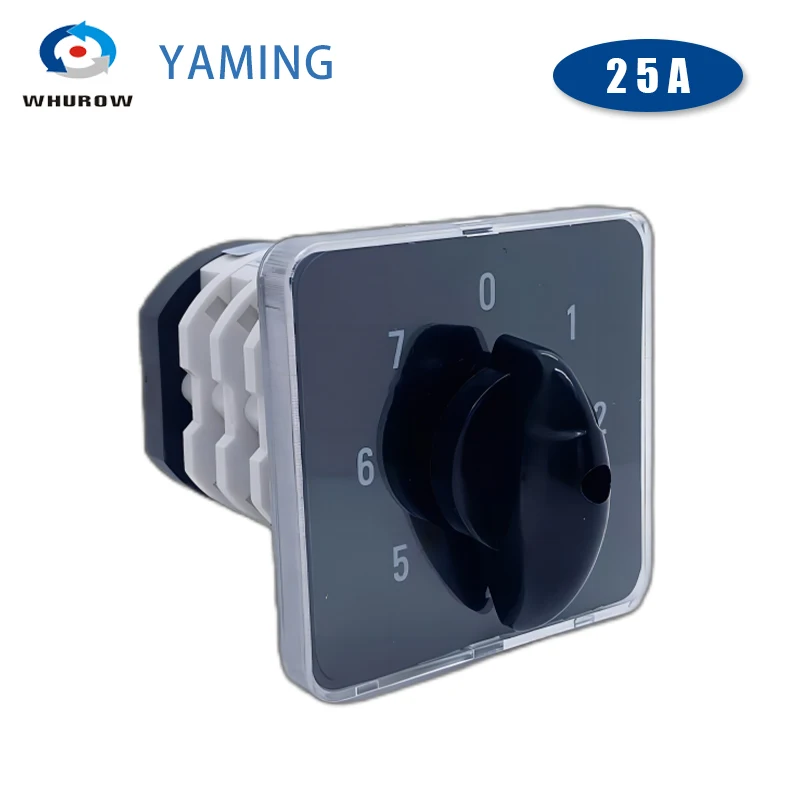 

YMZ12-25/4 Changeover Cam Combination Rotary Switch Four Poles 8 Positions 14 Terminals 25A Ui 690V Sliver Point Contacts