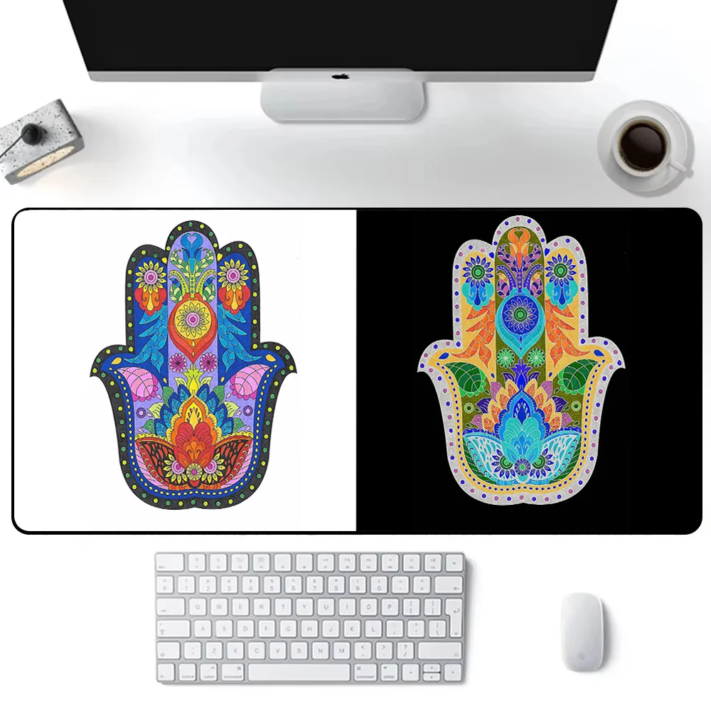 

Large MousePads Hand of Fatima For Desk Gaming Mouse Pad Stitched Edges Non-Slip Rubber Base Extended mousemats game accessories