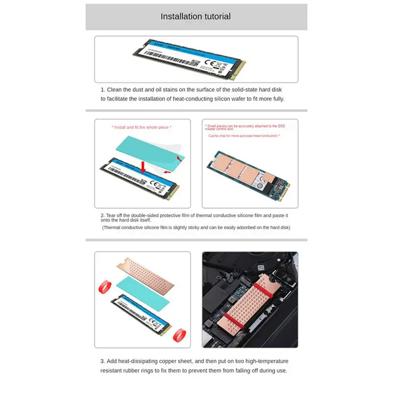 Stylish-2X M.2 Nvme SSD Heat Sink 0.8Mm For M2 2280 Solid State Hard Disk Copper Heatsink With Thermal Pad Laptop SSD Radiator