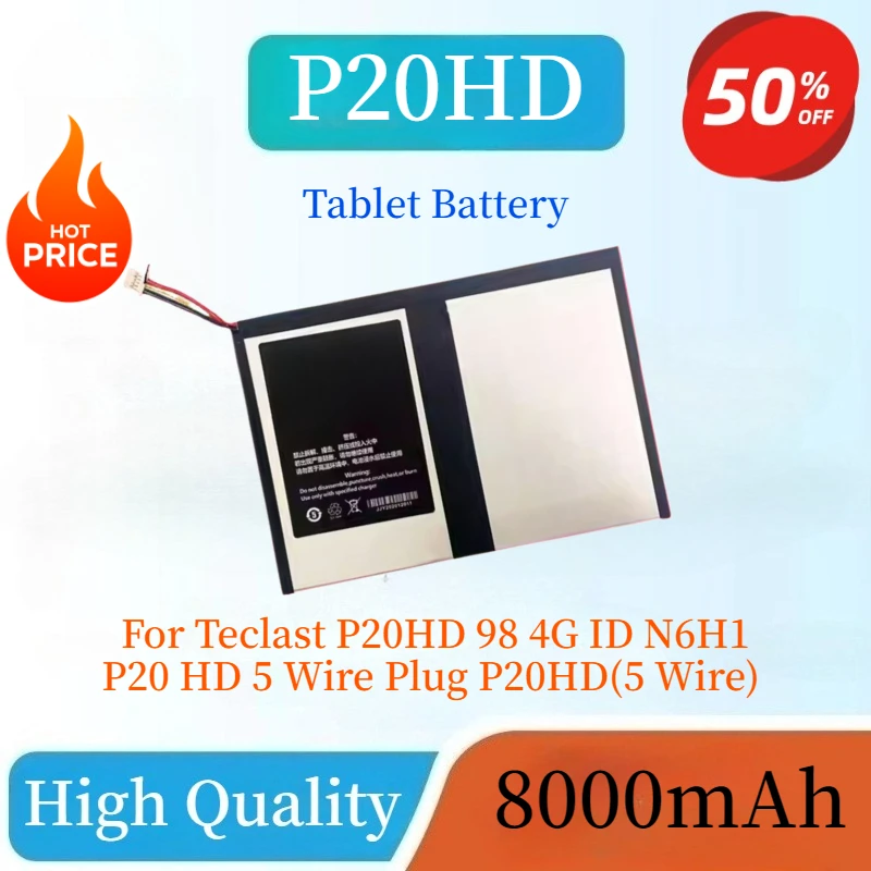 

High Quality Brand New 8000mAh Tablet Battery For Teclast P20HD 98 4G ID N6H1 P20 HD 5 Wire Plug P20HD(5 Wire)