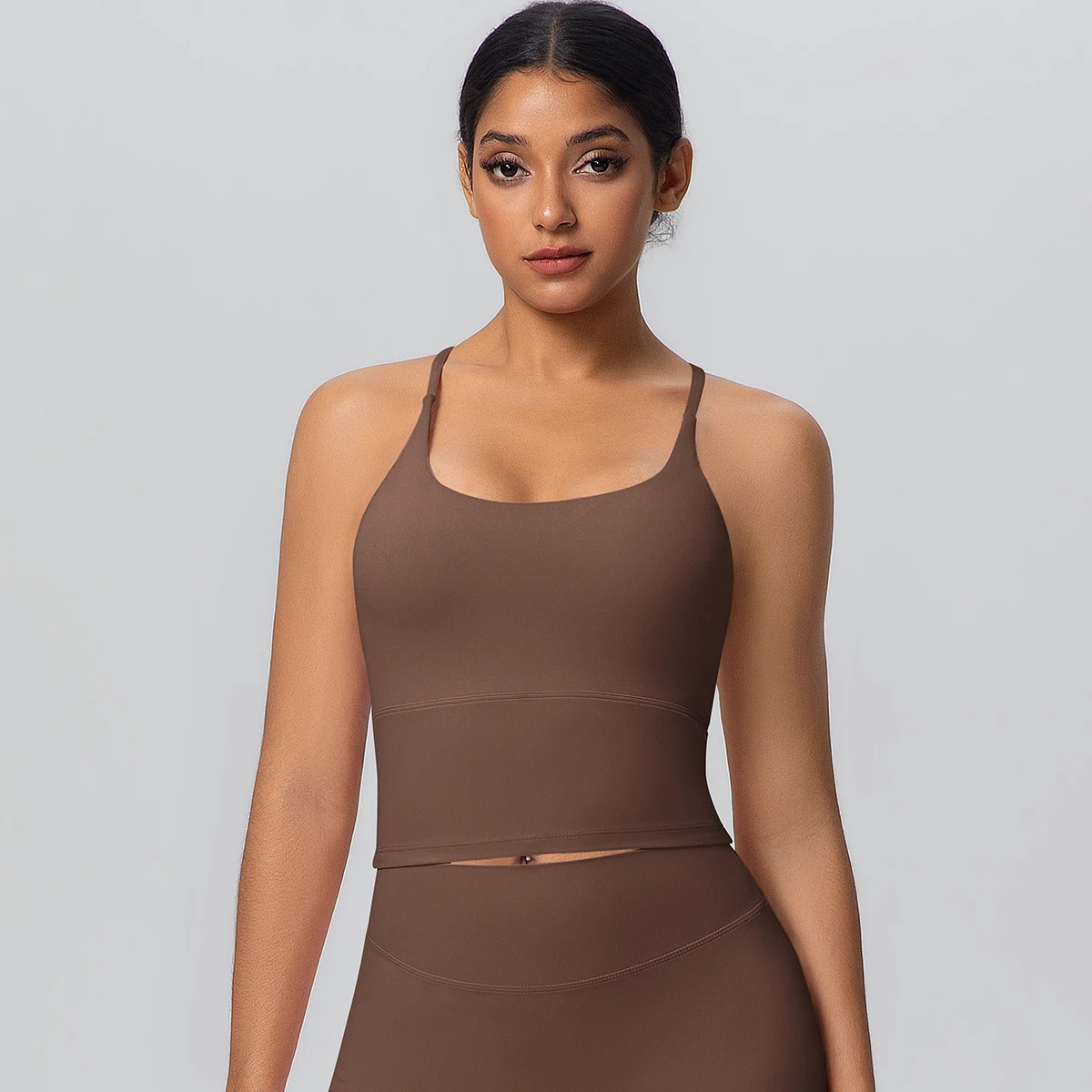 1 Stück Einfarbiger Weicher Rückenfreier Fitness-Yoga-BH für Damen, Hochfester Stoßdämpfender Sport-Top mit Push-Up-Effekt und Brustpolster – Detail 5