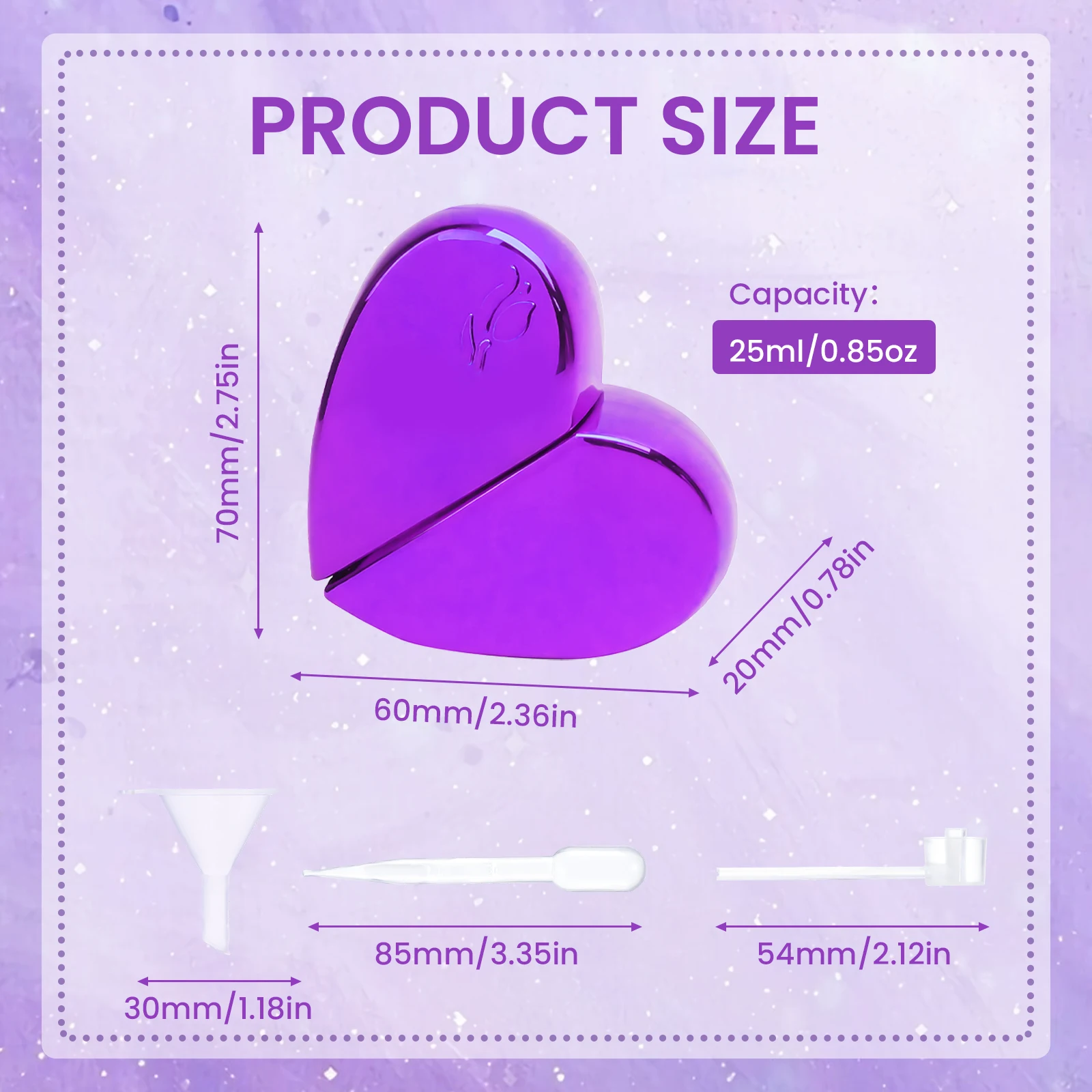 25ml Heart Shaped Refillable Spray Perfume Bottle Thick Glass Pump Woman Parfum Atomizer Travel Empty Cosmetic Containers