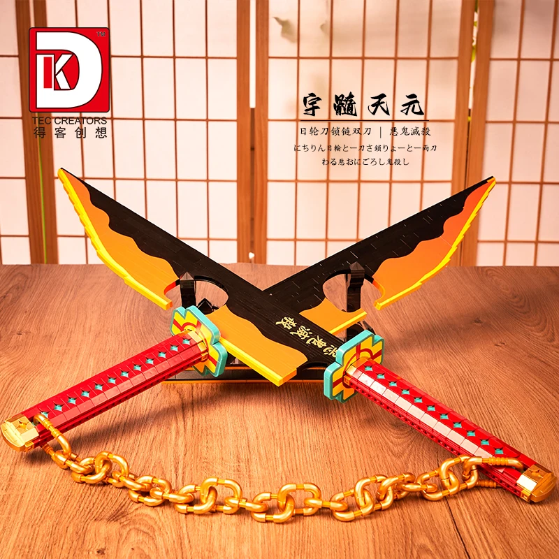 1478 pz Demon Slayer Uzui Tengen Sword Anime Ninja Building Blocks coltello arma giocattolo modello Katana assemblare mattoni regali per i bambini