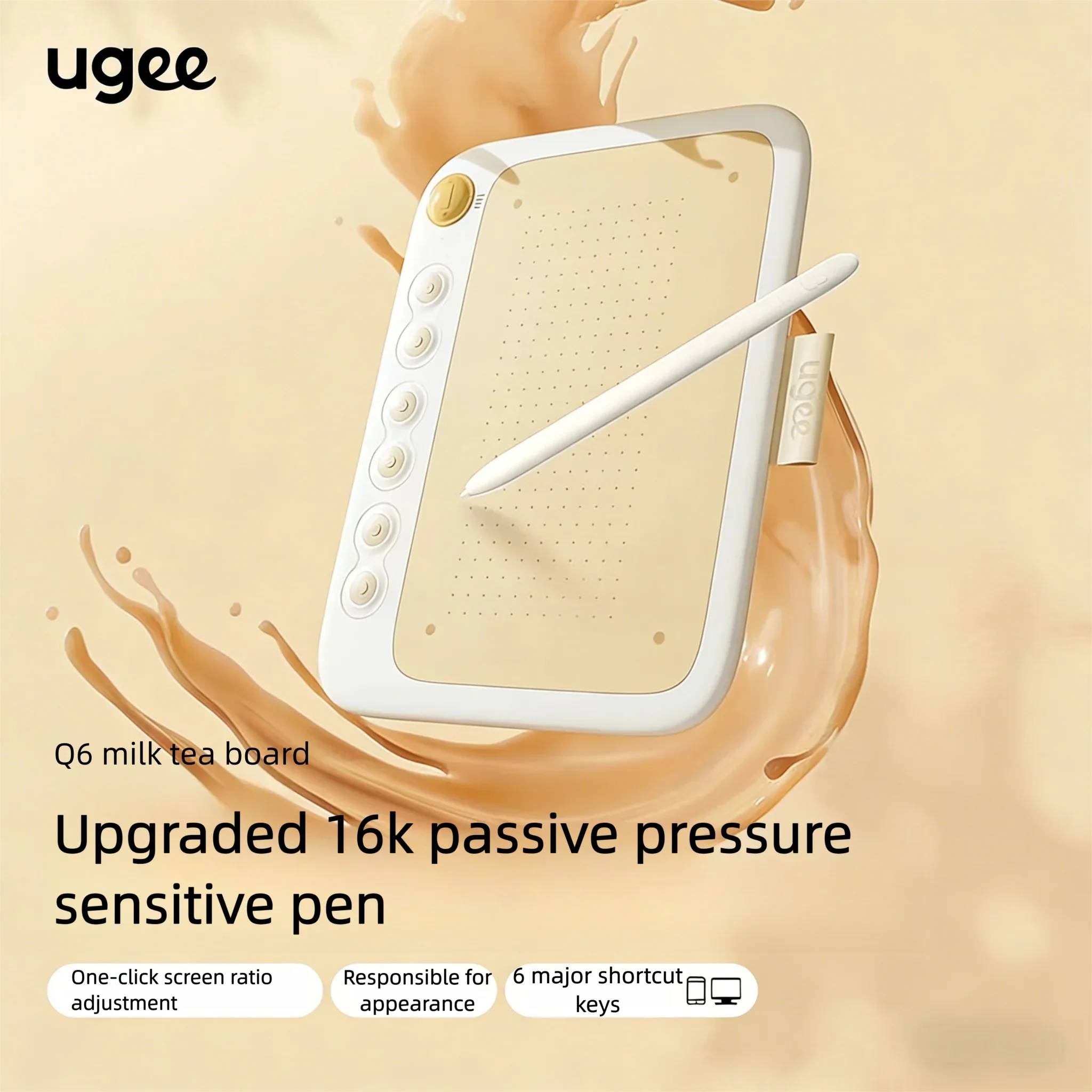Планшет для рисования UGEE Q6, портативный графический планшет с чувствительностью к давлению 16K, цифровой планшет для начинающих, для телефонов, ПК, Android