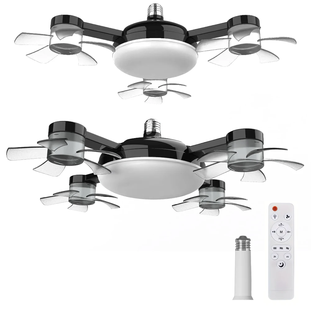 مروحة بدون طيار عالمية مع ضوء LED وجهاز تحكم عن بعد ومروحة سقف صامتة بدون طيار 3 تروس لغرفة الطعام وغرفة النوم وغرفة المعيشة #2